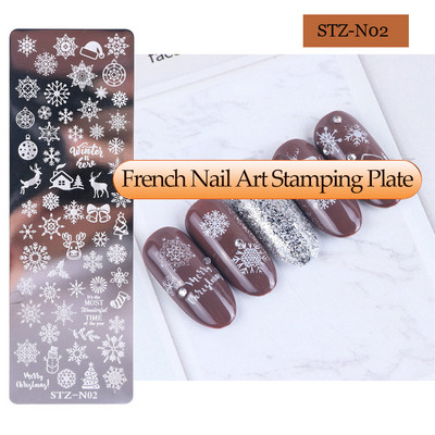 Γαλλικά Nail Art Πλάκα Σφράγισης Γεωμετρία Wave Line Πρότυπα Σχεδίου Flower Love Lace Stamp Nail Charm Mold Mold Εργαλεία στένσιλ