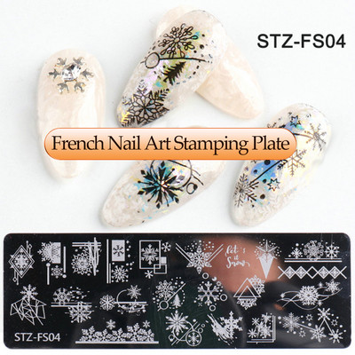 Γαλλικά Nail Art Πλάκα Σφράγισης Γεωμετρία Wave Line Πρότυπα Σχεδίου Flower Love Lace Stamp Nail Charm Mold Mold Εργαλεία στένσιλ