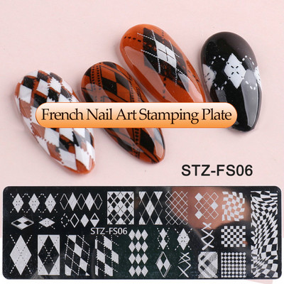Γαλλικά Nail Art Πλάκα Σφράγισης Γεωμετρία Wave Line Πρότυπα Σχεδίου Flower Love Lace Stamp Nail Charm Mold Mold Εργαλεία στένσιλ