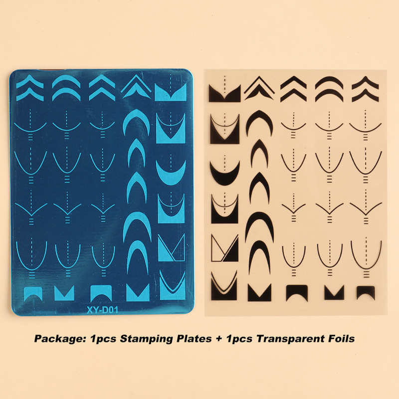 Francuski Nail Art Štancanje Ploča Geometrija Valovita Linija Crtanje Predlošci Cvijet Ljubav Čipka Pečat Šarm za nokte Kalupi Alati za Šablone