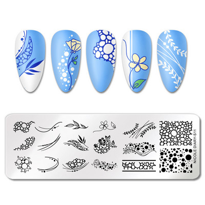NICOLE DIARY Big Size Snowflakes Nail Stamping Plates Christmas Stamp for Nails Santa Snow Deer Sock Design Printing Stencil