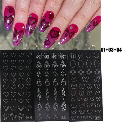 Airbrush Trafarets nagiem Sirds Butterfly Star Nagu Uzlīmes Y2K Piekariņi Ziedi Lapu Apzīmogošanas Plāksnes Airbrush Veidnes NTPHT