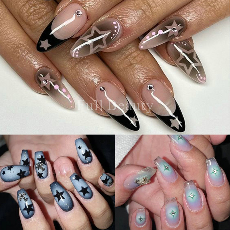 Airbrush Šablona za nokte Srce Leptir Zvijezda Naljepnice za nokte Y2K privjesci Cvijeće Ploče za utiskivanje listova Airbrush predlošci NTPHT