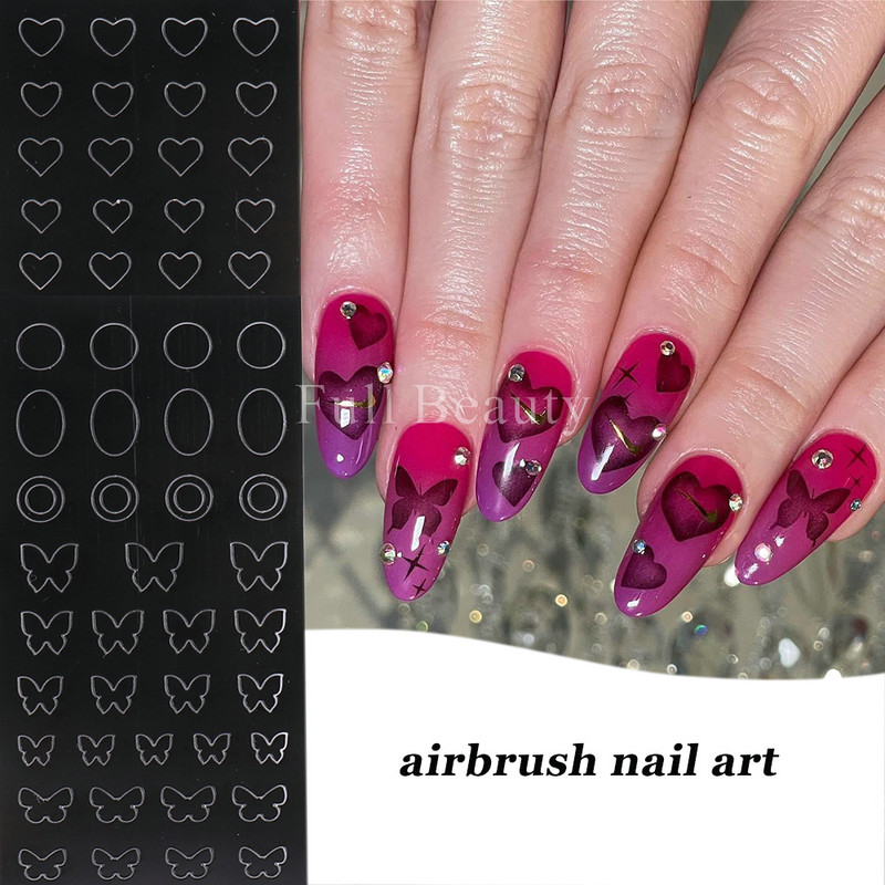 Airbrush Šablona za nokte Srce Leptir Zvijezda Naljepnice za nokte Y2K privjesci Cvijeće Ploče za utiskivanje listova Airbrush predlošci NTPHT