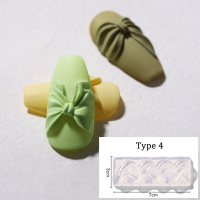 3D Nail Silicone Mold Nail Art Mold Flower Bow Σκαλιστά νύχια Πρότυπο UV Gel Polish Stamper Γυναικεία κορίτσια DIY Διακόσμηση μανικιούρ