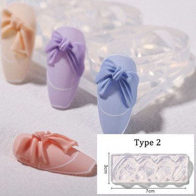 3D Nail Silicone Mold Nail Art Mold Flower Bow Σκαλιστά νύχια Πρότυπο UV Gel Polish Stamper Γυναικεία κορίτσια DIY Διακόσμηση μανικιούρ