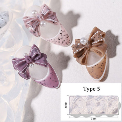 3D Nail Silicone Mold Nail Art Mold Flower Bow Σκαλιστά νύχια Πρότυπο UV Gel Polish Stamper Γυναικεία κορίτσια DIY Διακόσμηση μανικιούρ