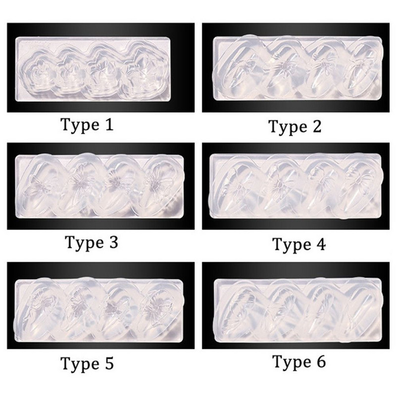 Mucegai 3D din silicon pentru unghii Mucegai pentru arta unghiilor Șablon de unghii sculptate cu arc pentru unghii, șablon pentru oc cu gel UV, pentru femei, fete, decorare pentru manichiură DIY