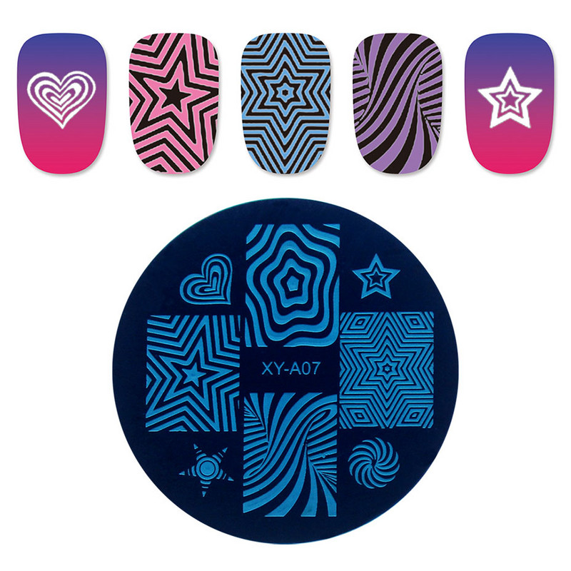 Kimcci Kalėdų stiliaus nagų dailės štampavimo plokštės Mados dizainas DIY 3D vaizdas Apvalus Šablonai Trafaretai Manikiūro Įrankiai Makiažo augalas