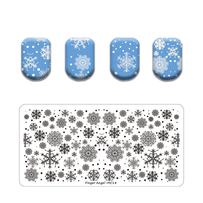 Plăci pentru ștanțare Crăciun Fericit Pom de Crăciun Om de zăpadă Placă de ștampilă Frunză geometrică din oțel inoxidabil Nail Art Placă de imagine Șablon