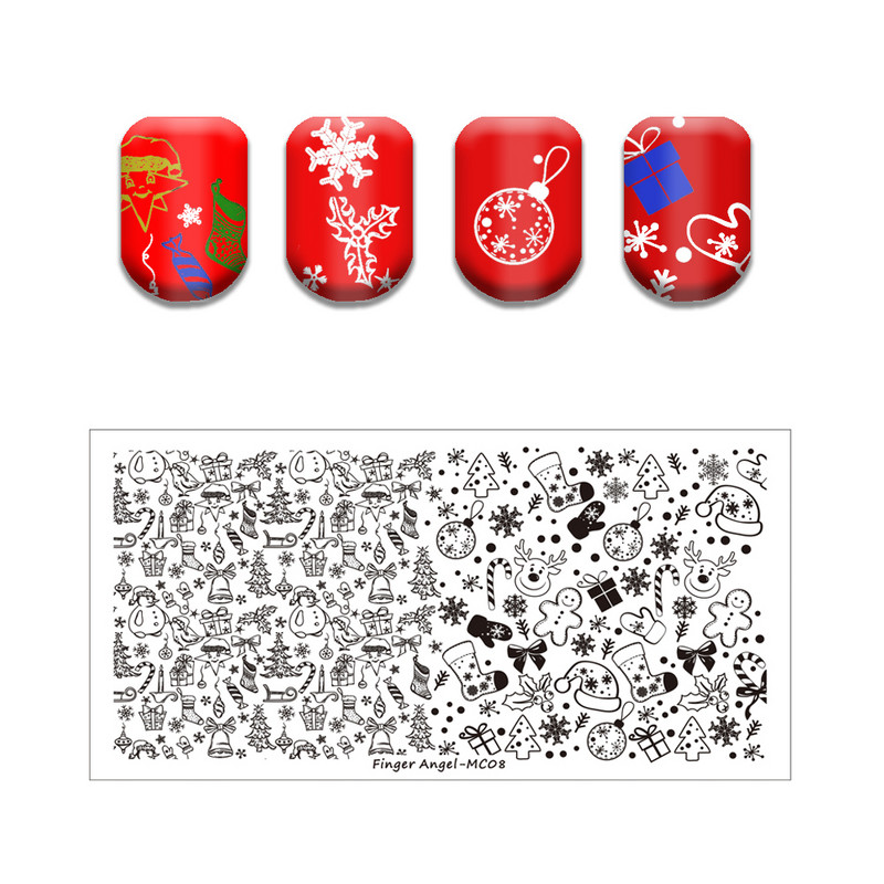 Plăci pentru ștanțare Crăciun Fericit Pom de Crăciun Om de zăpadă Placă de ștampilă Frunză geometrică din oțel inoxidabil Nail Art Placă de imagine Șablon