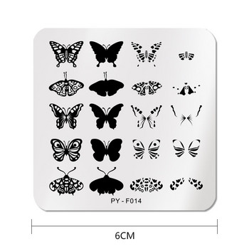 PICT You Square Butterfly Nail Stamping Plates Stencil Инструменти от неръждаема стомана Nail Art Stamp Design Шаблон за щамповане