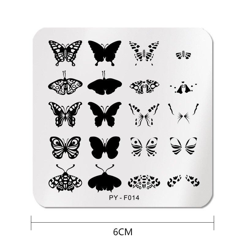 PICT You Square Butterfly Plăci de ștanțare pentru unghii Stencil Instrumente din oțel inoxidabil Nail Art Stamp Design Template Șablon