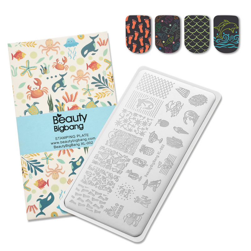 BeautyBigBang Placă de ștanțare pentru arta unghiilor, suc de lămâie, cântare de pește, imagine vintage, șablon de ștanțare pentru arta unghiilor din oțel inoxidabil