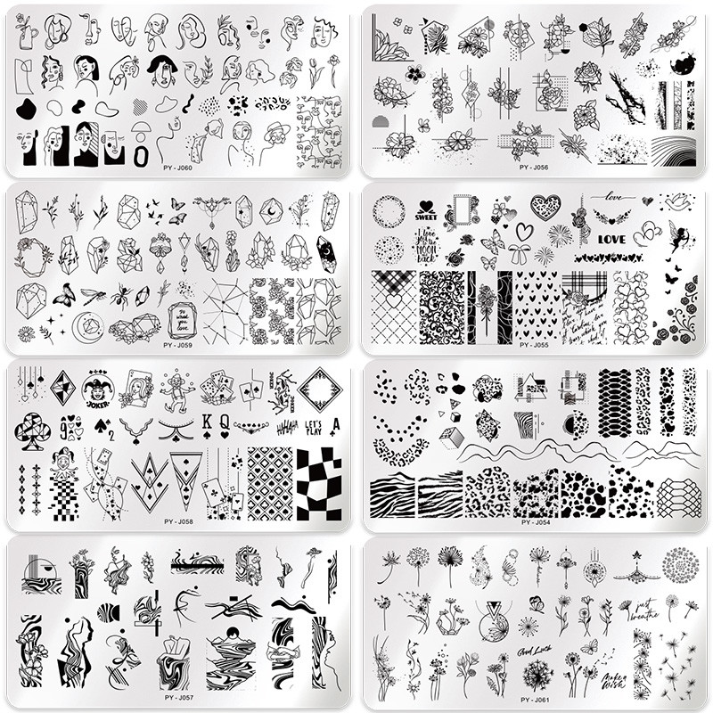 PICT YOU Lišće Ploče za utiskivanje noktiju Crte Slike Šablone Dizajn noktiju od nehrđajućeg čelika za ispis Alat za ploče za utiskivanje noktiju