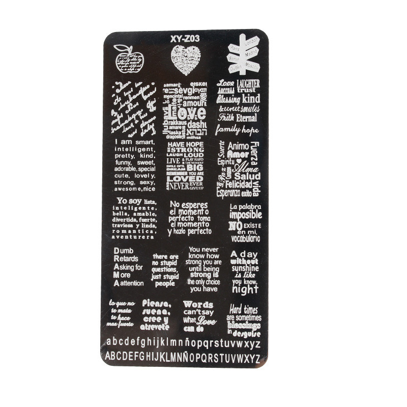 12*6 plăci de ștanțare a unghiilor, literă-cuvânt 1-32 plăci de ștanțare pentru unghii cu mai multe stiluri, șablon din oțel inoxidabil, șablon pentru arta unghiilor.