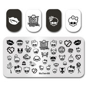 Νεότερο Nail Art Stamping MouTeen006 Cartoon Monster High Skull Lip Stamping Nail Plates Σετ μανικιούρ στένσιλ για σφράγιση νυχιών