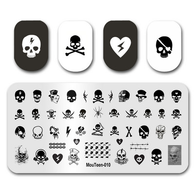 Νεότερο Nail Art Stamping MouTeen006 Cartoon Monster High Skull Lip Stamping Nail Plates Σετ μανικιούρ στένσιλ για σφράγιση νυχιών