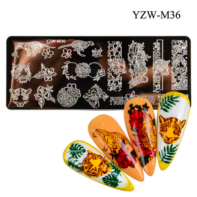 3 μεγέθη Flower Geometry Nail Stamping Plate Animal Leaves DIY Image Stencil for Nails Polish Printing Templates Εργαλεία