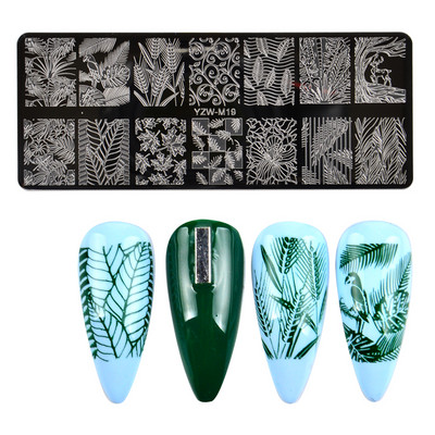 3 μεγέθη Flower Geometry Nail Stamping Plate Animal Leaves DIY Image Stencil for Nails Polish Printing Templates Εργαλεία