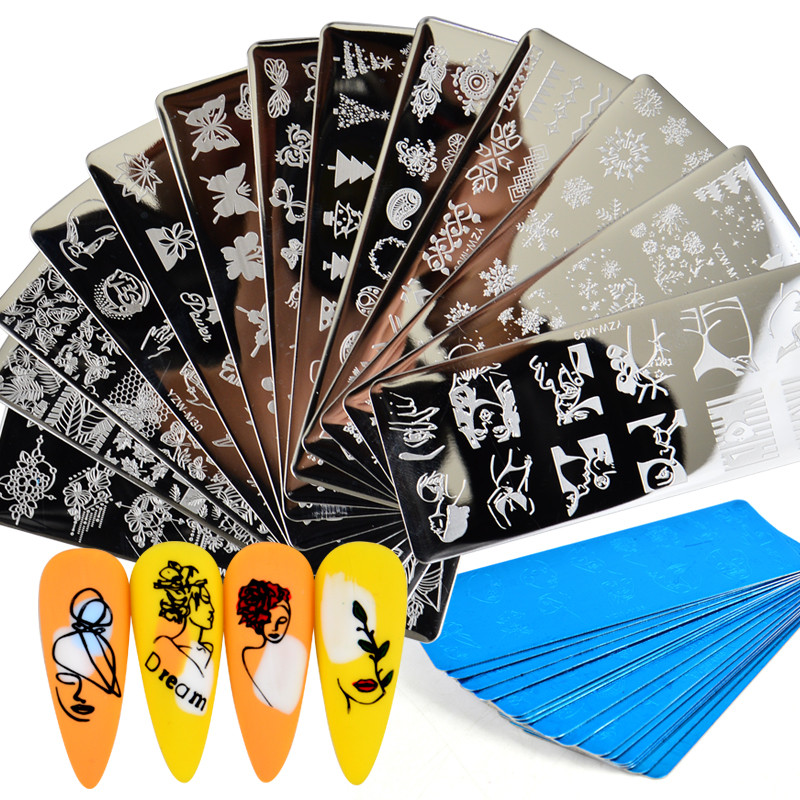 3 dimensiuni, plăci de ștanțare a unghiilor cu geometrie de flori, frunze de animale, șabloane de imagine DIY pentru oje, șabloane de imprimare instrumente