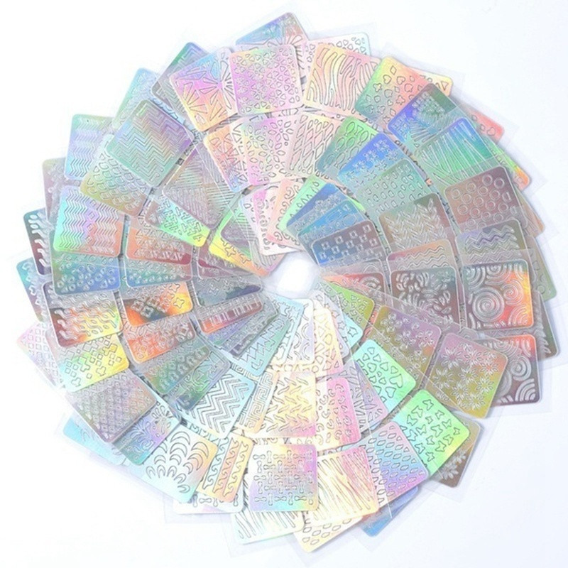 6/12/24 foi/set DIY Nail Art Hollow 3D Laser Autocolant Stencil Gel Polish Nail Vinyl Tip Ghid de transfer șablon Nail Decals