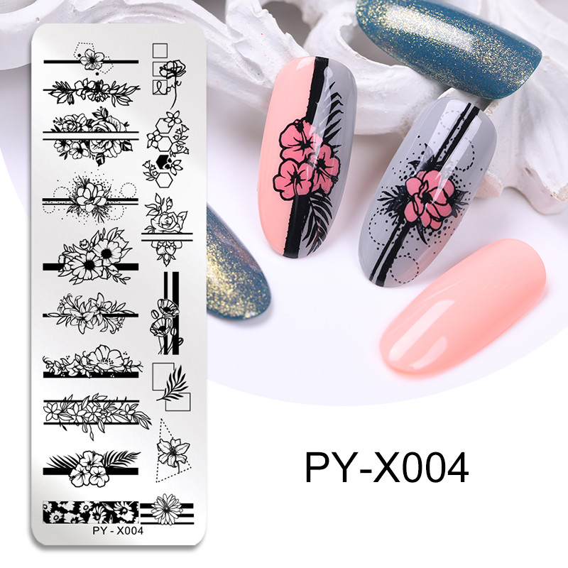 PICT YOU farfurii farfurii pentru ștanțarea unghiilor șablon de ștampilă pentru arta unghiilor din oțel inoxidabil, frunze de flori noi, farfurie cu imagine de pădure, instrumente pentru unghii