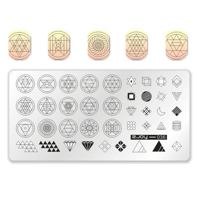 [Cu plastic] 60 Style Zjoy 65*125mm, dreptunghiular, metal, farfurie pentru ștampilarea unghiilor 1 buc. L-dreptunghi plăci pentru ștanțare pentru unghii