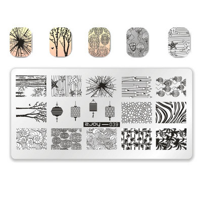 [Cu plastic] 60 Style Zjoy 65*125mm, dreptunghiular, metal, farfurie pentru ștampilarea unghiilor 1 buc. L-dreptunghi plăci pentru ștanțare pentru unghii