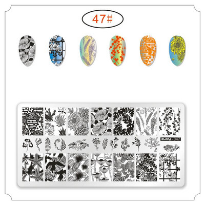 [Cu plastic] 60 Style Zjoy 65*125mm, dreptunghiular, metal, farfurie pentru ștampilarea unghiilor 1 buc. L-dreptunghi plăci pentru ștanțare pentru unghii
