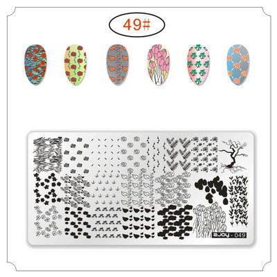 [Cu plastic] 60 Style Zjoy 65*125mm, dreptunghiular, metal, farfurie pentru ștampilarea unghiilor 1 buc. L-dreptunghi plăci pentru ștanțare pentru unghii