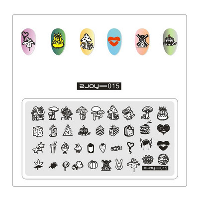 [Cu plastic] 60 Style Zjoy 65*125mm, dreptunghiular, metal, farfurie pentru ștampilarea unghiilor 1 buc. L-dreptunghi plăci pentru ștanțare pentru unghii