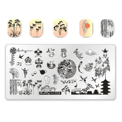 [Cu plastic] 60 Style Zjoy 65*125mm, dreptunghiular, metal, farfurie pentru ștampilarea unghiilor 1 buc. L-dreptunghi plăci pentru ștanțare pentru unghii