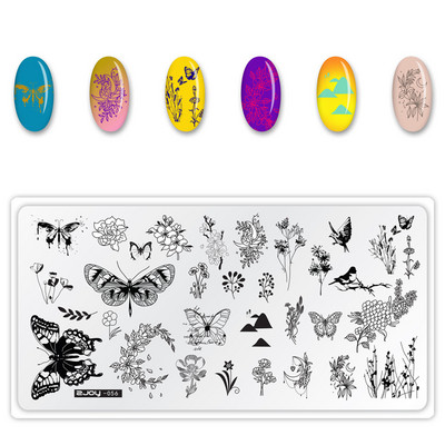 [Cu plastic] 60 Style Zjoy 65*125mm, dreptunghiular, metal, farfurie pentru ștampilarea unghiilor 1 buc. L-dreptunghi plăci pentru ștanțare pentru unghii