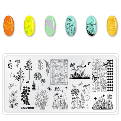 [Cu plastic] 60 Style Zjoy 65*125mm, dreptunghiular, metal, farfurie pentru ștampilarea unghiilor 1 buc. L-dreptunghi plăci pentru ștanțare pentru unghii