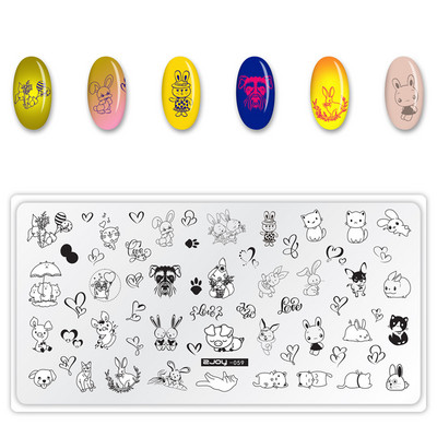 [Cu plastic] 60 Style Zjoy 65*125mm, dreptunghiular, metal, farfurie pentru ștampilarea unghiilor 1 buc. L-dreptunghi plăci pentru ștanțare pentru unghii