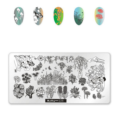 [Cu plastic] 60 Style Zjoy 65*125mm, dreptunghiular, metal, farfurie pentru ștampilarea unghiilor 1 buc. L-dreptunghi plăci pentru ștanțare pentru unghii