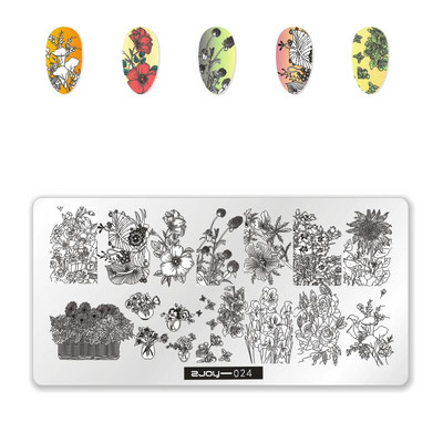 [Cu plastic] 60 Style Zjoy 65*125mm, dreptunghiular, metal, farfurie pentru ștampilarea unghiilor 1 buc. L-dreptunghi plăci pentru ștanțare pentru unghii