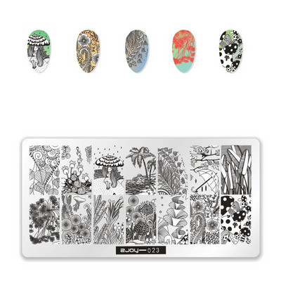 [Cu plastic] 60 Style Zjoy 65*125mm, dreptunghiular, metal, farfurie pentru ștampilarea unghiilor 1 buc. L-dreptunghi plăci pentru ștanțare pentru unghii