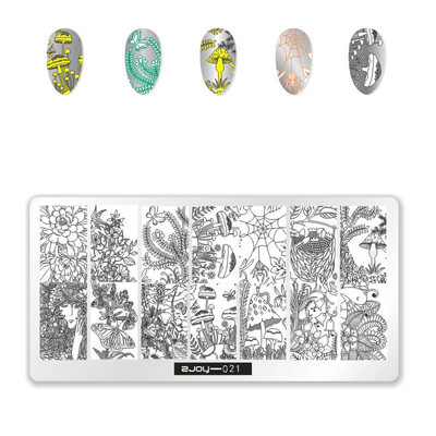 [Cu plastic] 60 Style Zjoy 65*125mm, dreptunghiular, metal, farfurie pentru ștampilarea unghiilor 1 buc. L-dreptunghi plăci pentru ștanțare pentru unghii