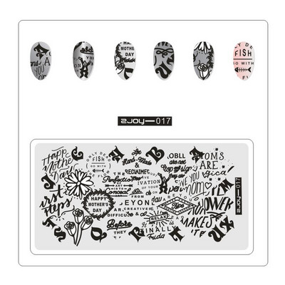 [Cu plastic] 60 Style Zjoy 65*125mm, dreptunghiular, metal, farfurie pentru ștampilarea unghiilor 1 buc. L-dreptunghi plăci pentru ștanțare pentru unghii