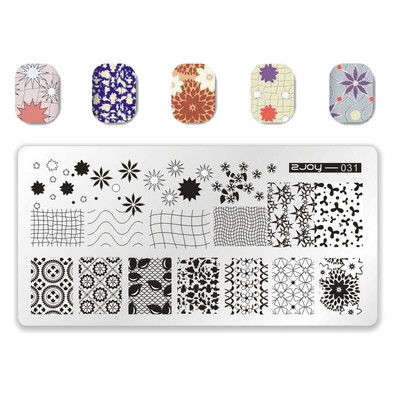 [Cu plastic] 60 Style Zjoy 65*125mm, dreptunghiular, metal, farfurie pentru ștampilarea unghiilor 1 buc. L-dreptunghi plăci pentru ștanțare pentru unghii