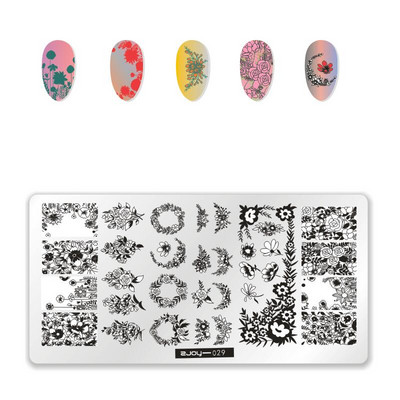 [Cu plastic] 60 Style Zjoy 65*125mm, dreptunghiular, metal, farfurie pentru ștampilarea unghiilor 1 buc. L-dreptunghi plăci pentru ștanțare pentru unghii