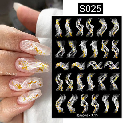 Harunouta Marble Blooming 3D Foil Αυτοκόλλητα νυχιών Χρυσό Bronzing Leaf Flower For Nail Art Design Ανοιξιάτικες χαλκομανίες Διακόσμηση μανικιούρ