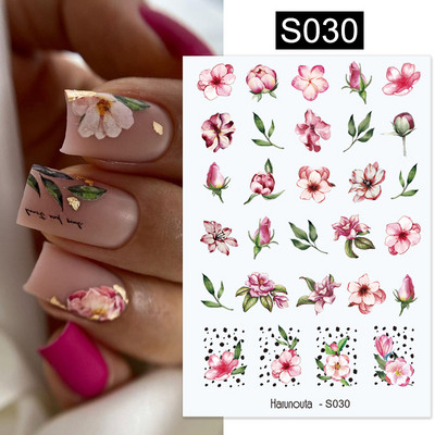 Harunouta Marble Blooming 3D Foil Αυτοκόλλητα νυχιών Χρυσό Bronzing Leaf Flower For Nail Art Design Ανοιξιάτικες χαλκομανίες Διακόσμηση μανικιούρ
