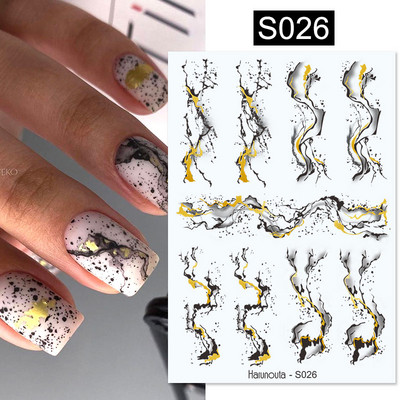 Harunouta Marble Blooming 3D Foil Αυτοκόλλητα νυχιών Χρυσό Bronzing Leaf Flower For Nail Art Design Ανοιξιάτικες χαλκομανίες Διακόσμηση μανικιούρ