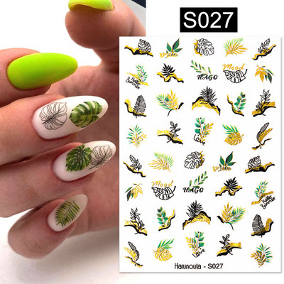 Harunouta Marble Blooming 3D Foil Αυτοκόλλητα νυχιών Χρυσό Bronzing Leaf Flower For Nail Art Design Ανοιξιάτικες χαλκομανίες Διακόσμηση μανικιούρ