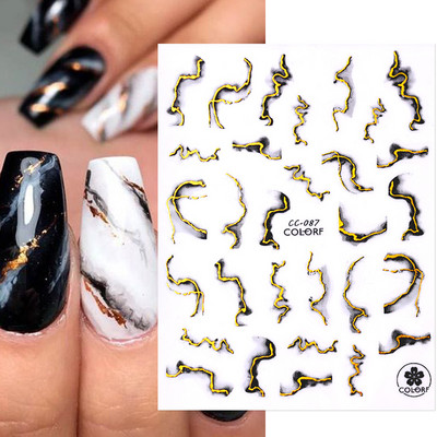 Harunouta Marble Blooming 3D Foil Αυτοκόλλητα νυχιών Χρυσό Bronzing Leaf Flower For Nail Art Design Ανοιξιάτικες χαλκομανίες Διακόσμηση μανικιούρ