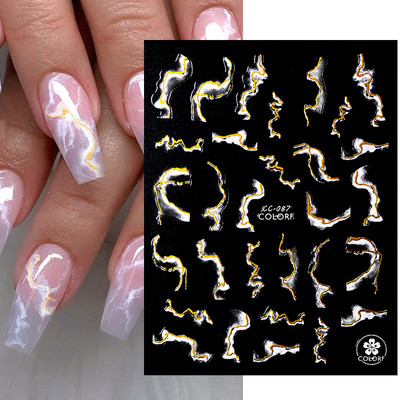 Harunouta Marble Blooming 3D Foil Αυτοκόλλητα νυχιών Χρυσό Bronzing Leaf Flower For Nail Art Design Ανοιξιάτικες χαλκομανίες Διακόσμηση μανικιούρ