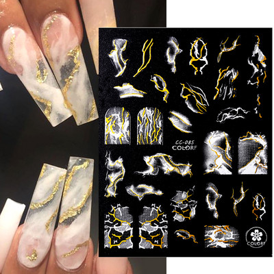 Harunouta Marble Blooming 3D Foil Αυτοκόλλητα νυχιών Χρυσό Bronzing Leaf Flower For Nail Art Design Ανοιξιάτικες χαλκομανίες Διακόσμηση μανικιούρ